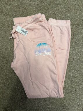 Ron Jon Pink Jogger Sweatpants with Sunset Palm Logo